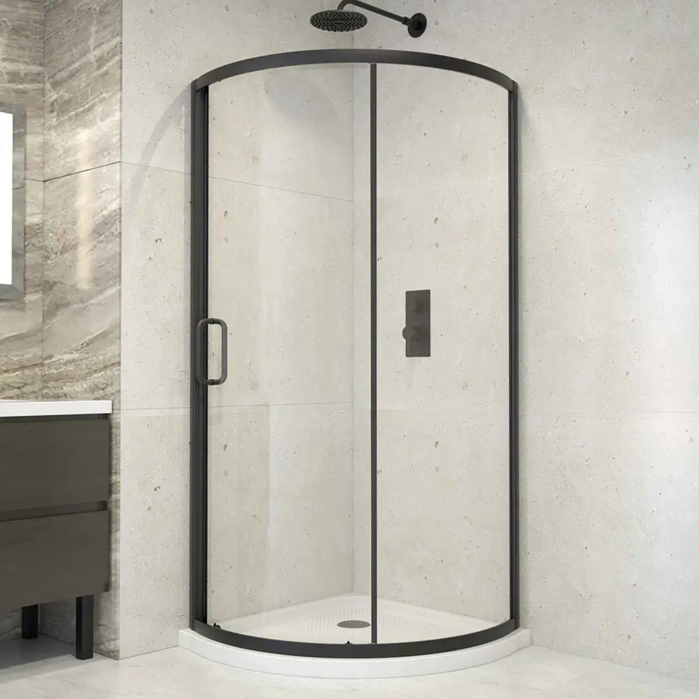 Fairmont Corner Shower Kit, 34'' x 34'' x 73'' (Matte Jet-black