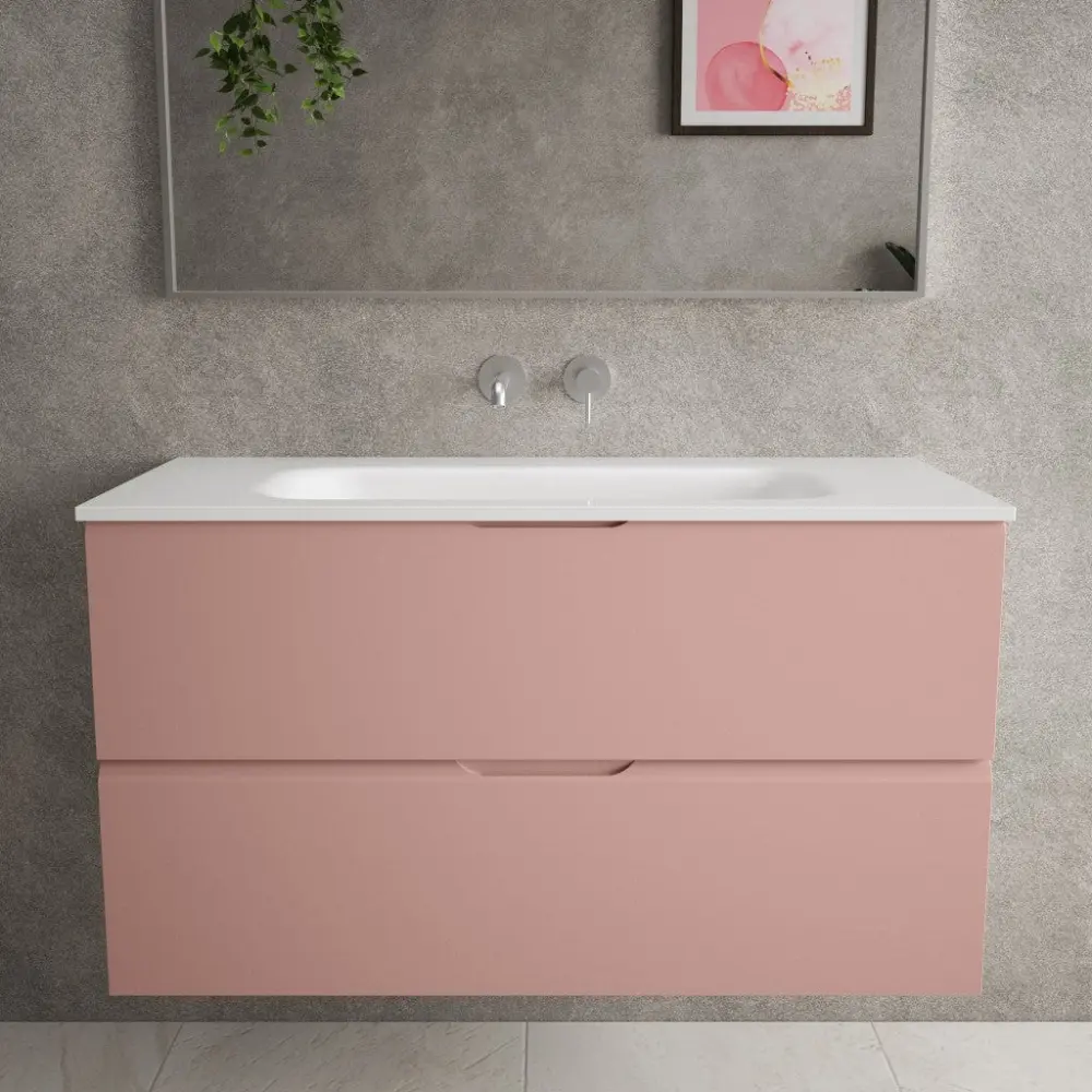 Tasca Two Drawer Vanity Unit Beyondstone Basin - Matt Rose 1000mm