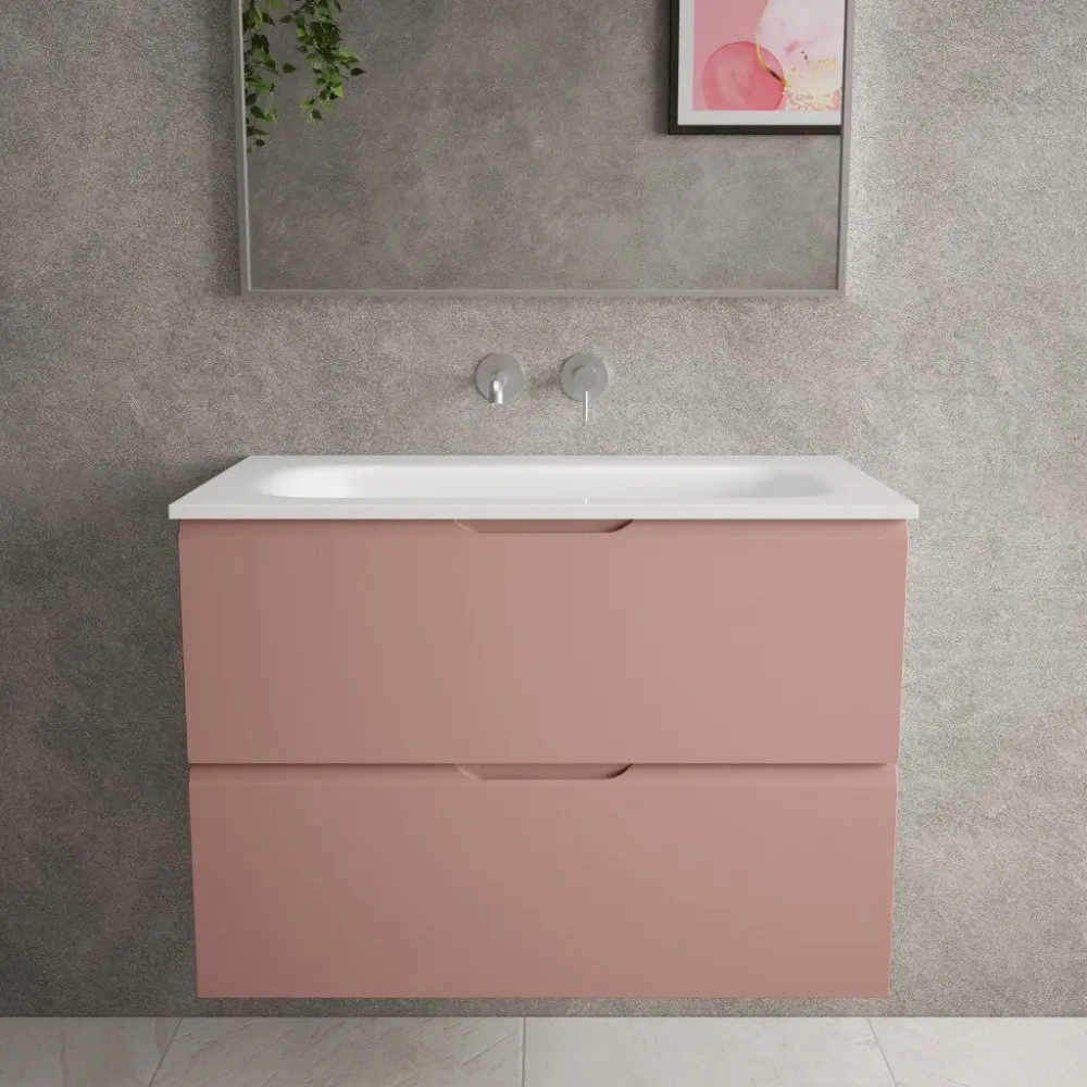 Tasca Two Drawer Vanity Unit Beyondstone Basin - Matt Blush 800mm