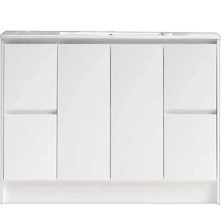 48" Freestanding Bathroom Vanity White Gloss Alabaster Single Sink Top LV19-48W