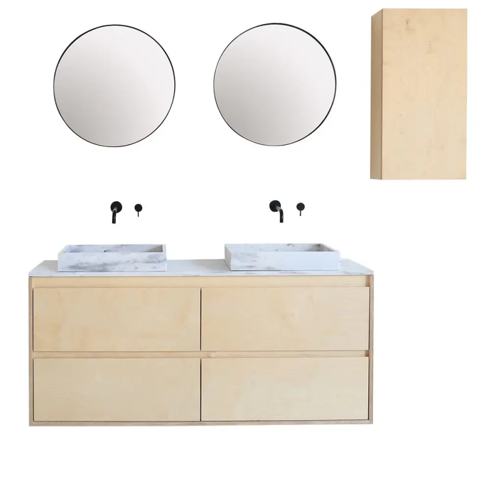 Bathroom furniture - Alabaster Marble - Washbasin George II - Birch - (150 cm) - ANN