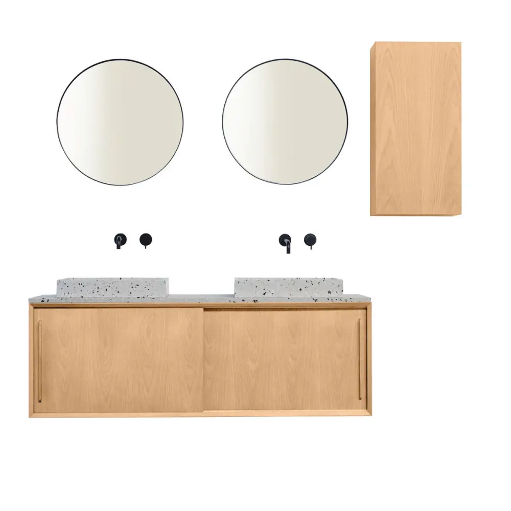 Bathroom furniture Terrazzo - Washbasin George I - Oak (150 cm) - Nestor