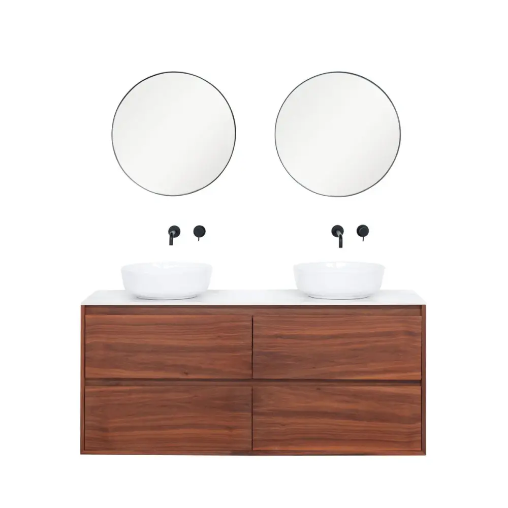 Bathroom Furniture - Walnut Ann - Chalk Ceramic - Washbasin Alexis II - 150 cm