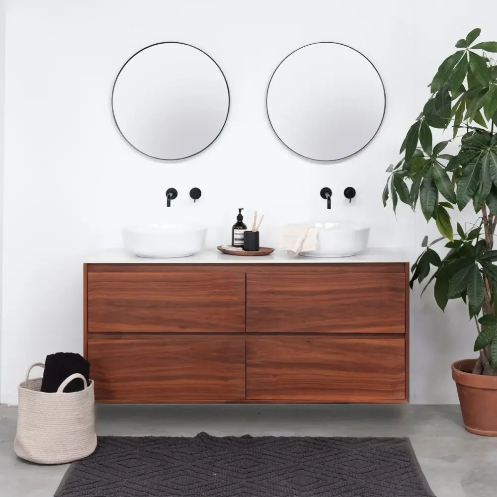 Bathroom Furniture - Walnut Ann - Chalk Ceramic - Washbasin Alexis II - 150 cm