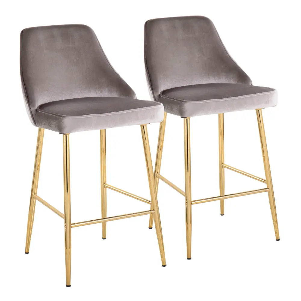 Marcel - Contemporary / Glam Counter Stool (Set 2) - Amber / Silver | Rustproof & Easy Clean
