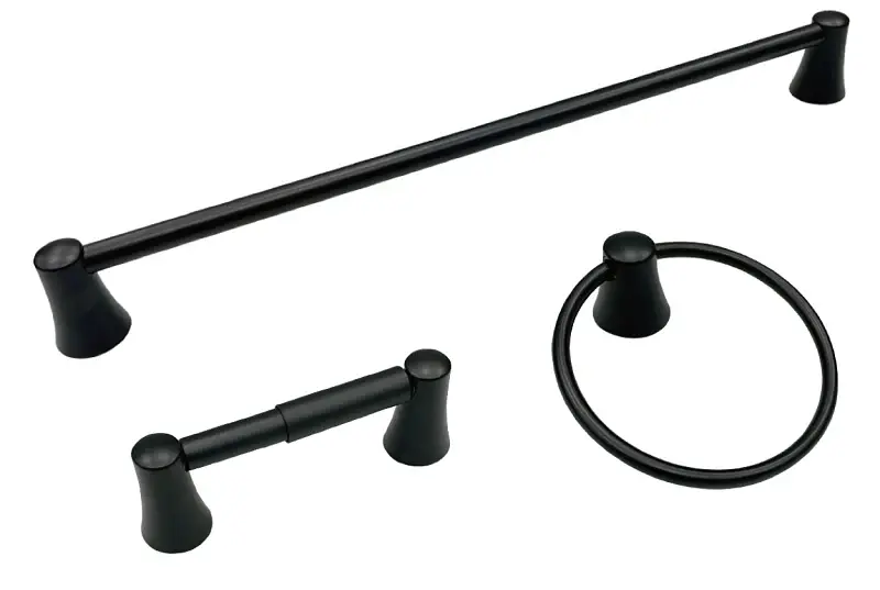 Premium Water-Resistant Boston Harbor 8703 Bath Accessory Set, Aluminum/Polypropylene/Steel/Zinc, Midnight, Matte, 3 -Piec...
