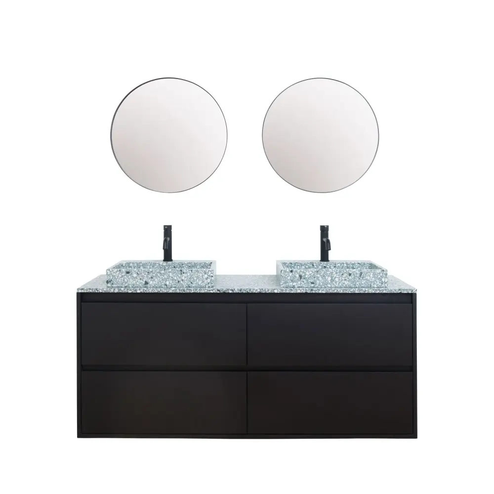 Washbasin furniture Terrazzo Green - Midnight Oak - ANN (150 cm)