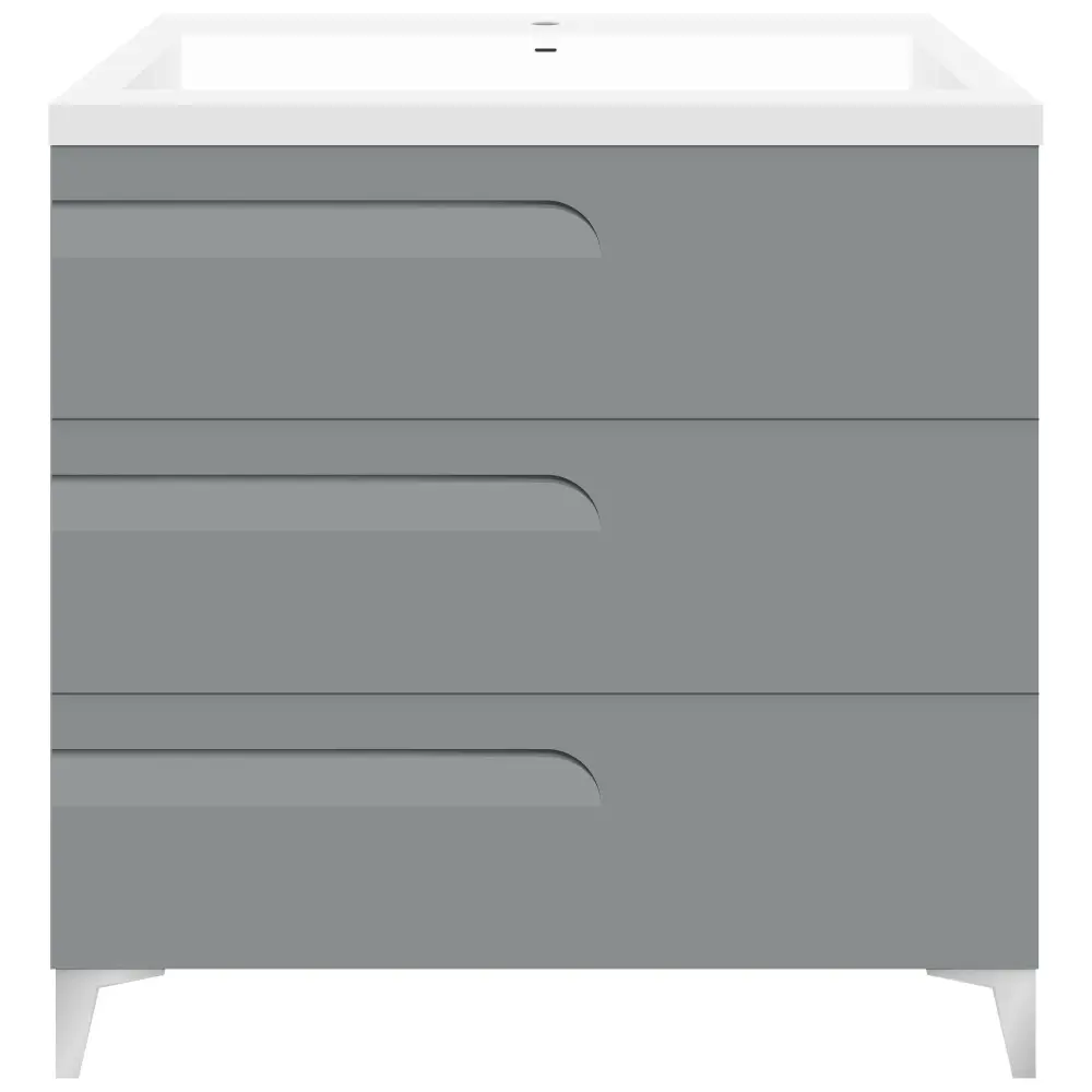 30" Freestanding Single Sink Bathroom Vanity Slate Gloss Square Counter Top LV7B-30G