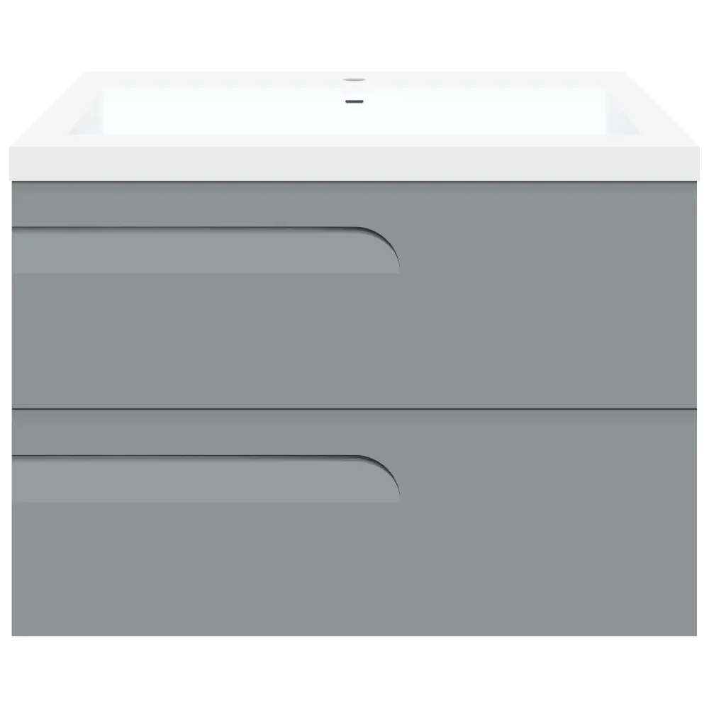 30" Wall Mount Single Sink Bathroom Vanity Graphite Gloss Square Counter Top LV7W-30G