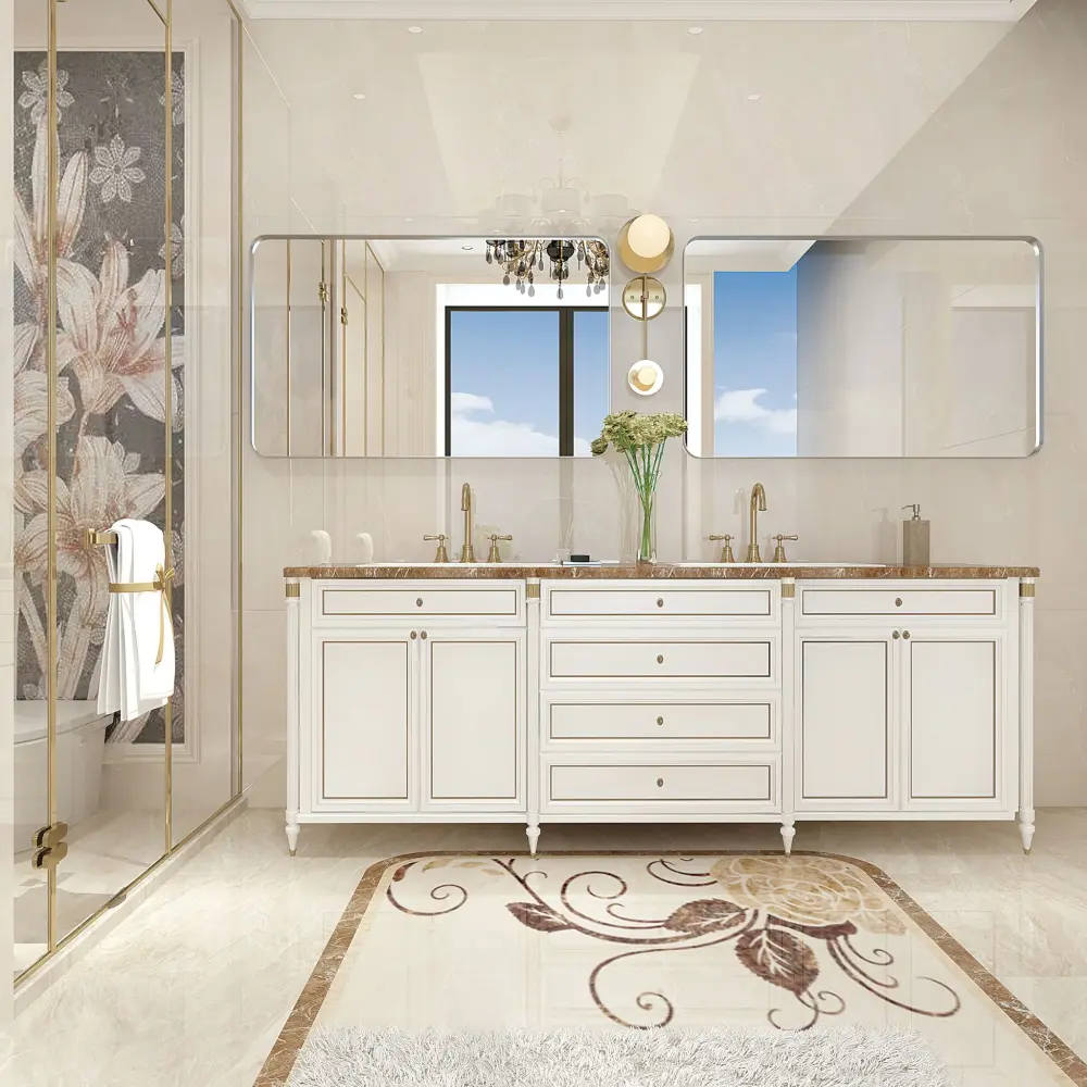 Rounded Corner Rectangle Bathroom Mirror Wall All-metal Frame Wall Mounted Bathroom Mirror Vanity Bathroom Mirror (Horizon...
