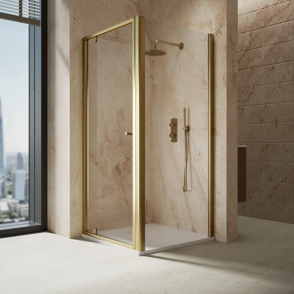 Roman Haven6 Pivot Shower Enclosure - 900mm x 900mm - Soft-touch Brass