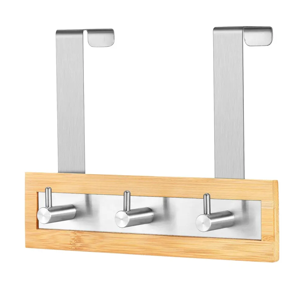 Bamboo Over--Door Towel Rack