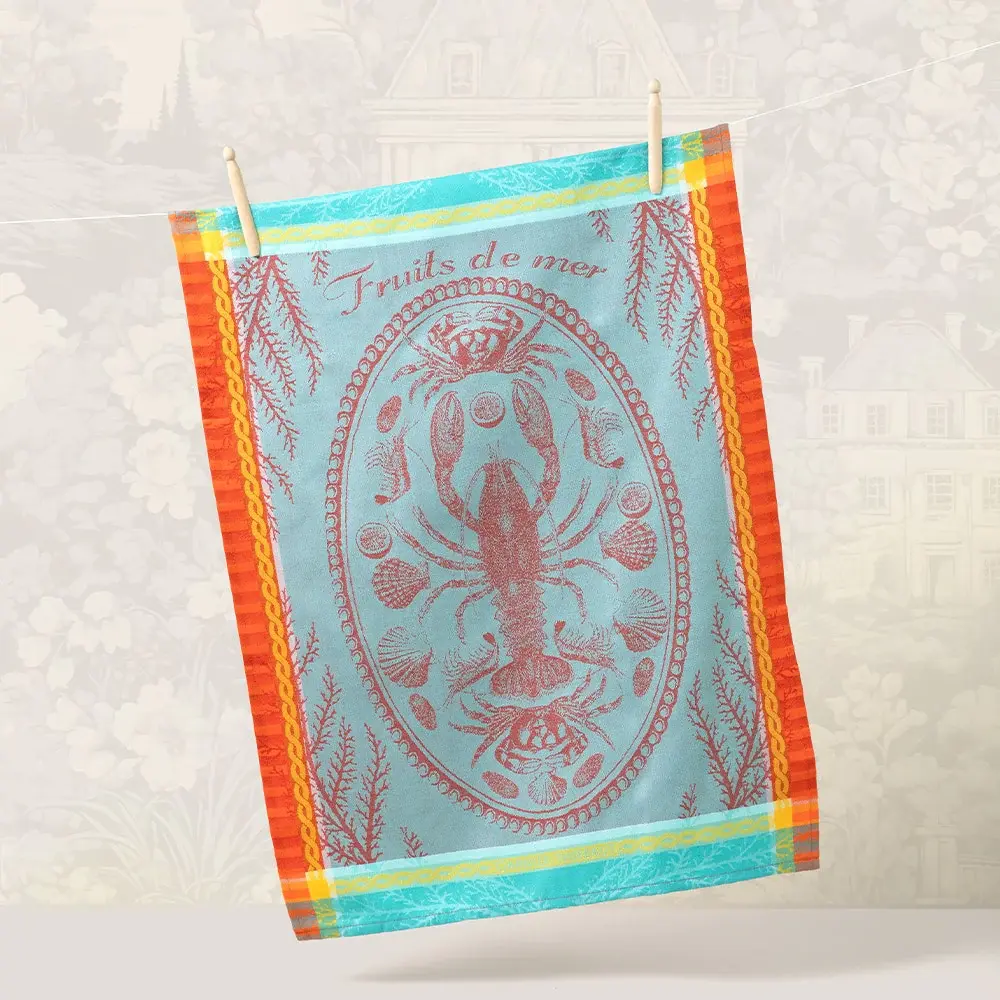 Premium Egyptian Cotton Maree Basse Lagon French Jacquard Kitchen Towel