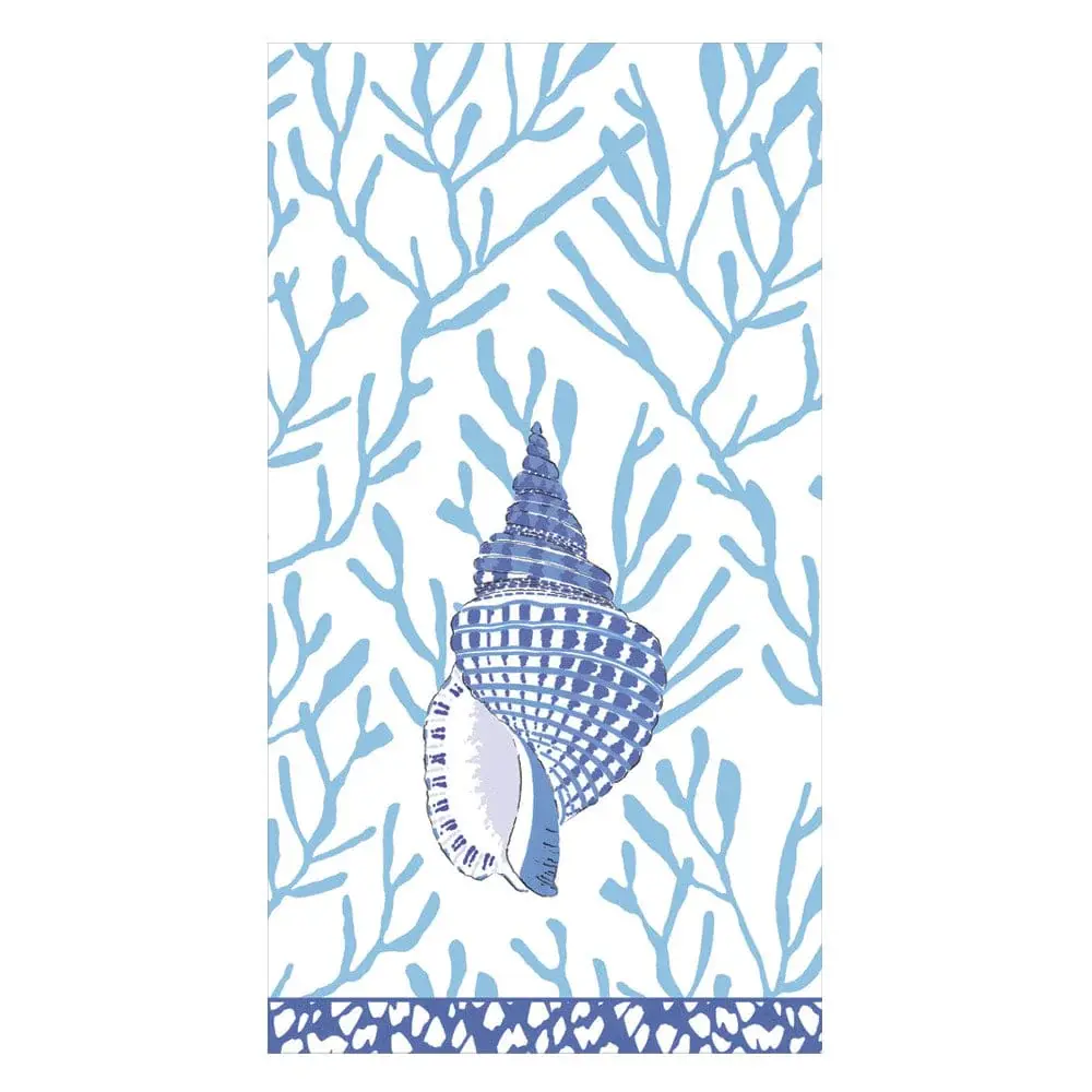 Shell Toile Guest Towel Napkins Sapphire - 15 Per Package