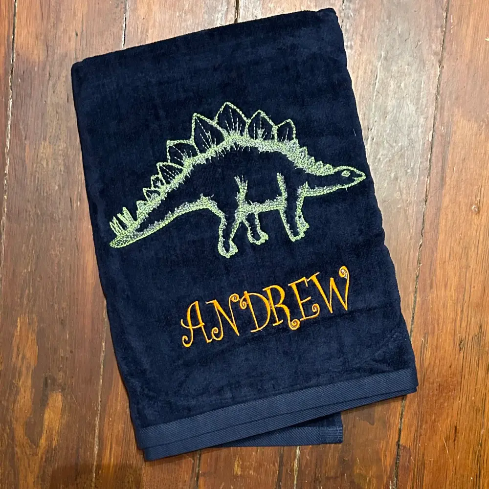 MONOGRAM BEACH TOWEL DINOSAUR & NAME - Extra Absorbent