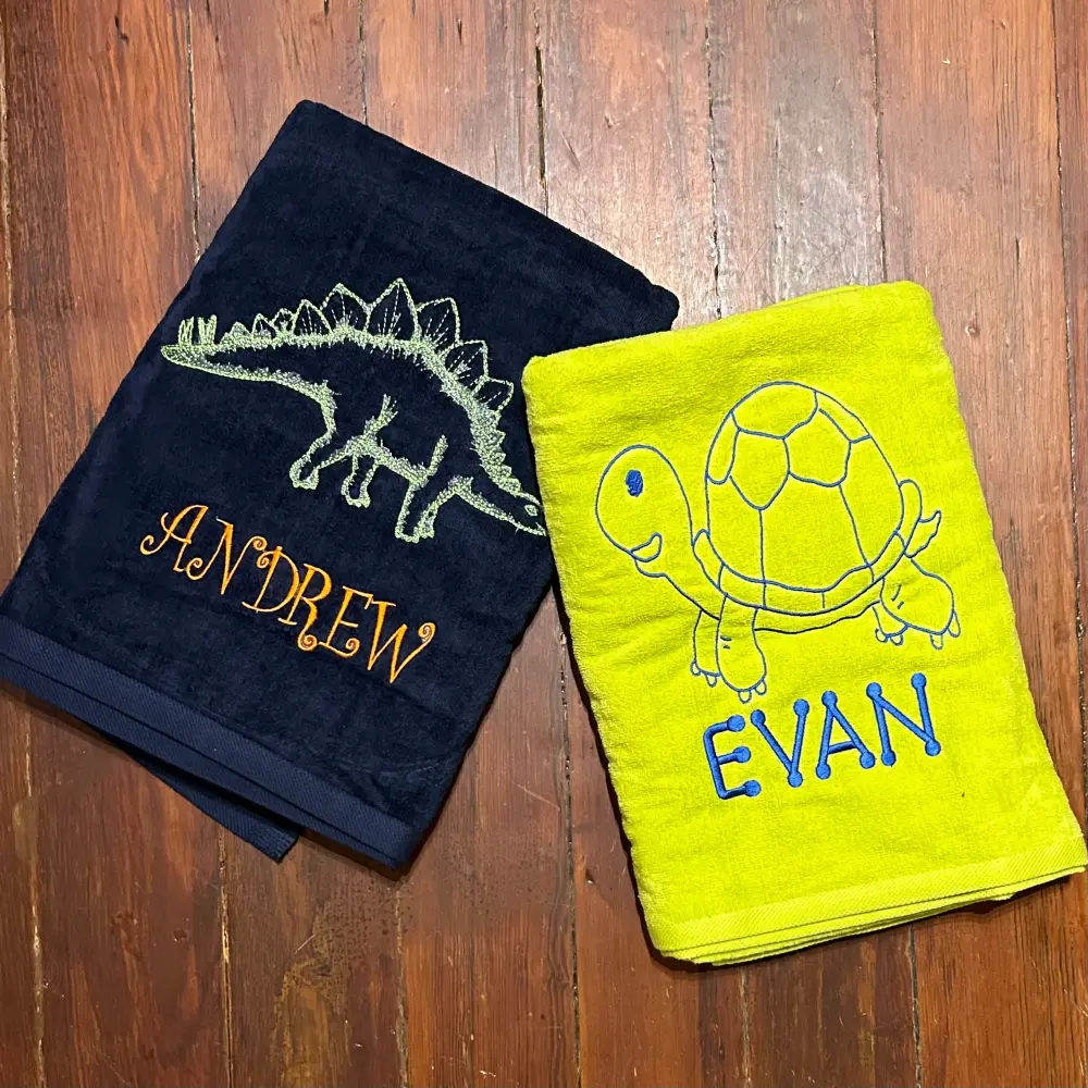 MONOGRAM BEACH TOWEL DINOSAUR & NAME - Extra Absorbent