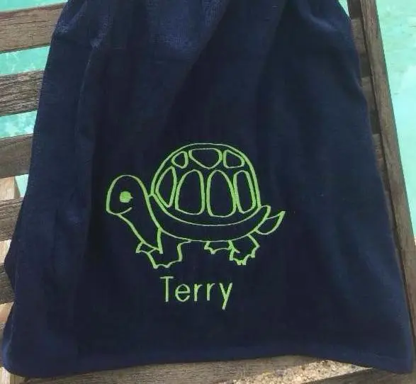 MONOGRAM BEACH TOWEL TURTLE & NAME - Extra Absorbent