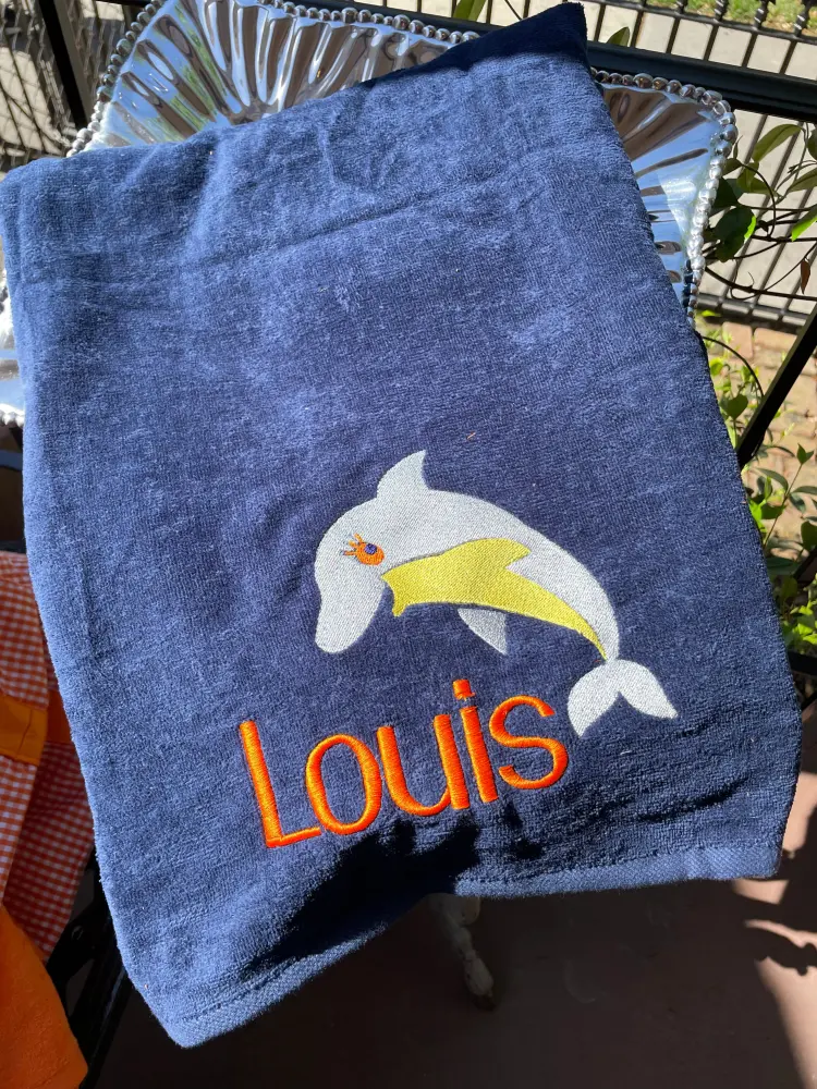 Quick-Dry Microfiber MONOGRAM BEACH TOWEL DOLPHIN & NAME