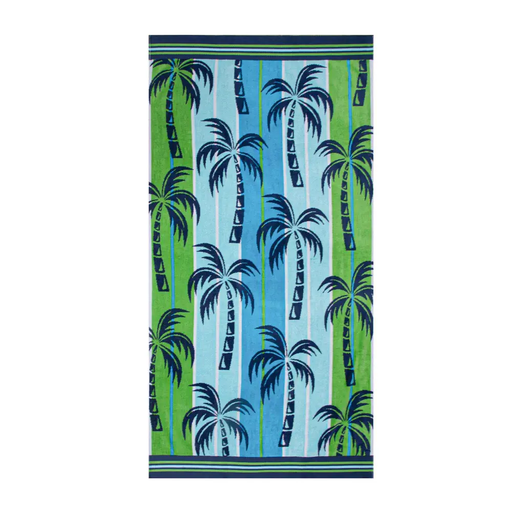 Velour Jacquard Beach Towel, 32'' x 62'' (Palm Trees)