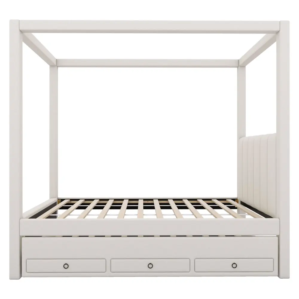 Bed Skirt Upholstery Canopy Platform Bed Trundle And Three Storage Drawers
