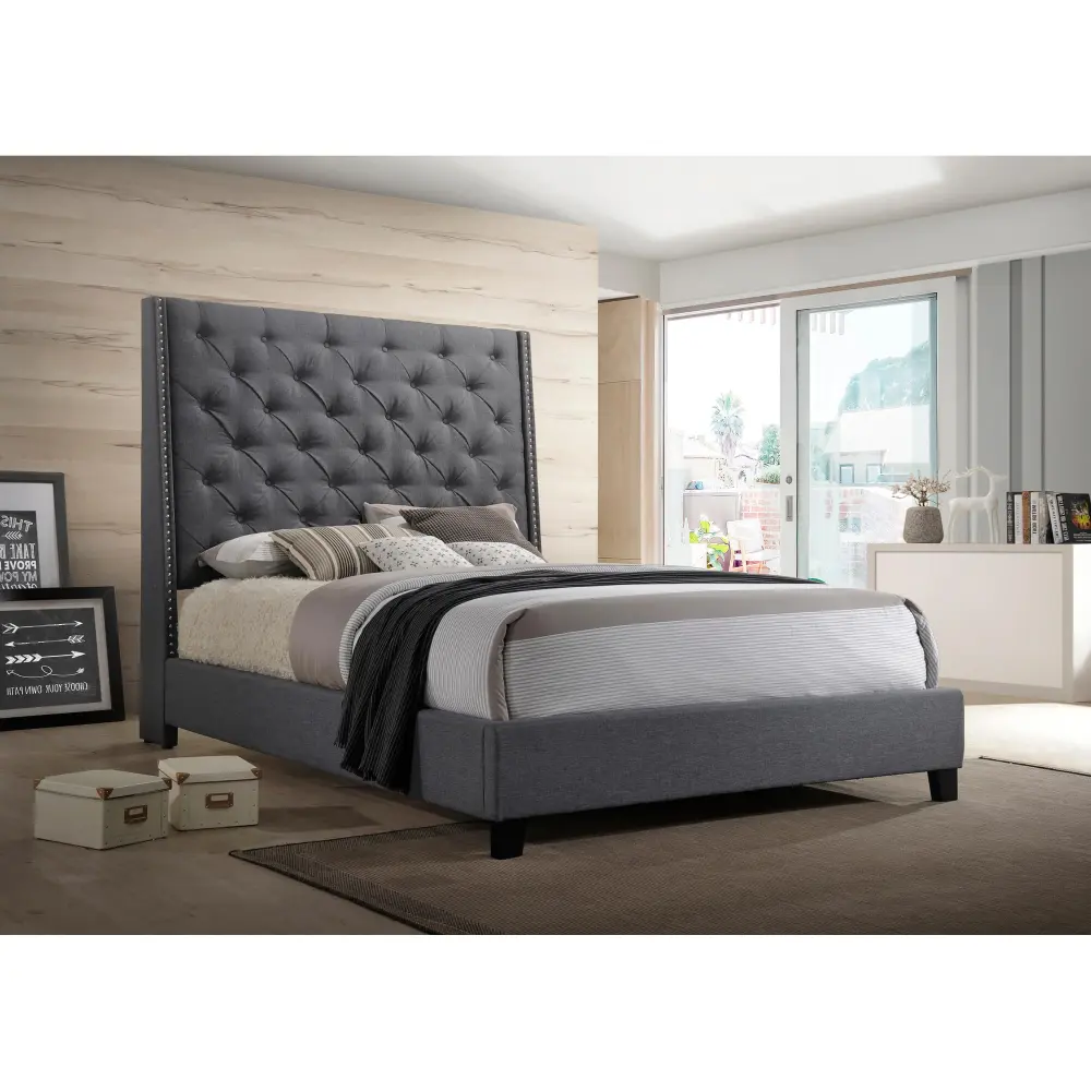 Diamond Modern Furniture CM Chantilly King Upholstered Platform Bed 5265GY-K-HB/5265GY-K-FRW