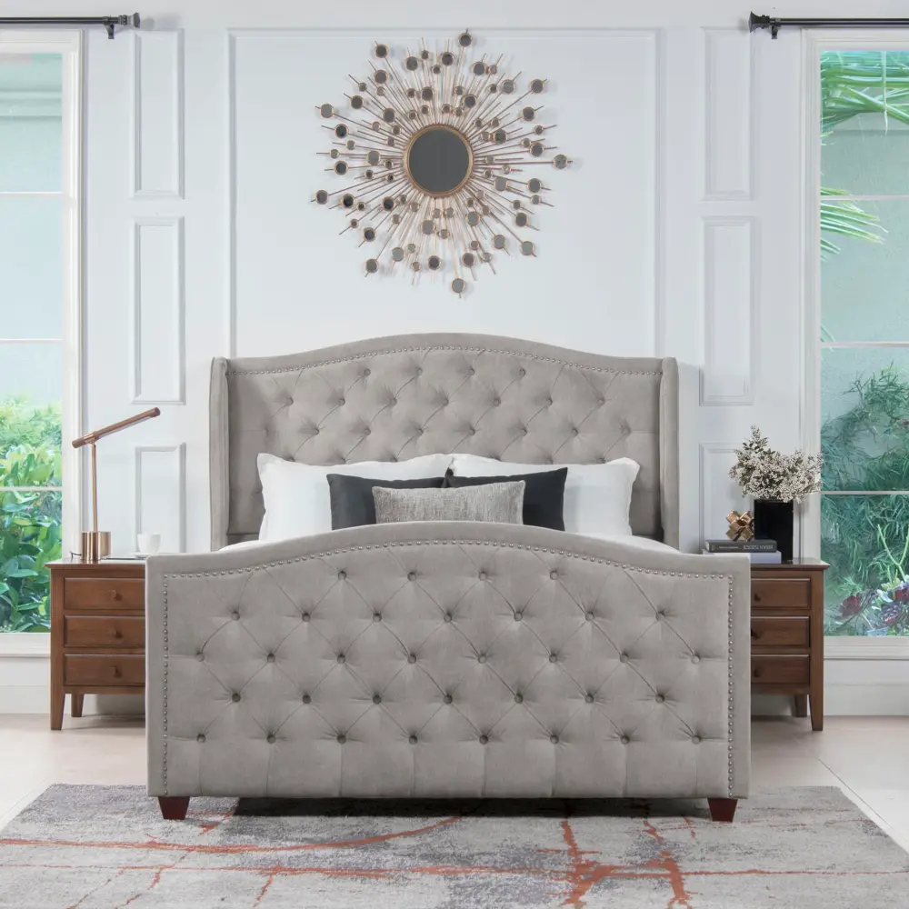 Marcella - Upholstered Shelter Headboard Bed Adjust