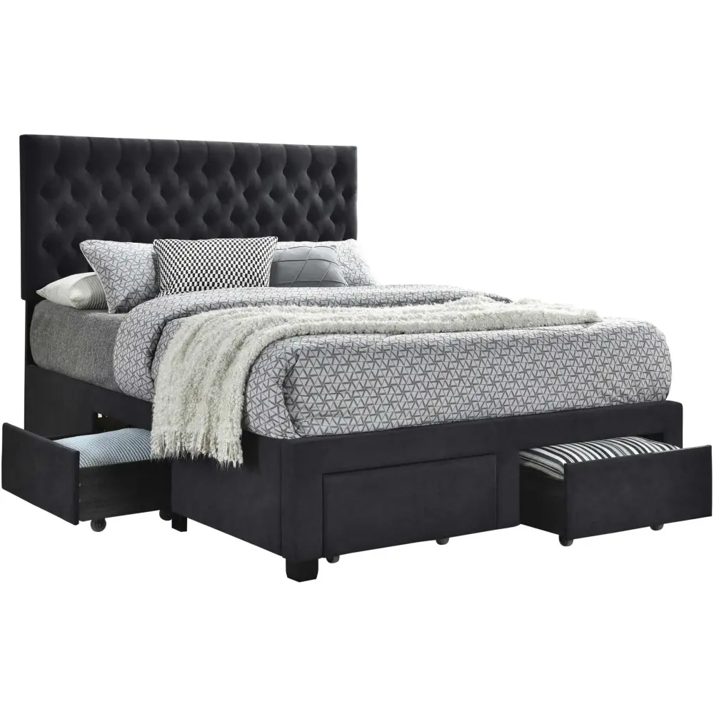 Diamond Modern Furniture COA Soledad Queen Upholstered Panel Bed Storage 305877Q