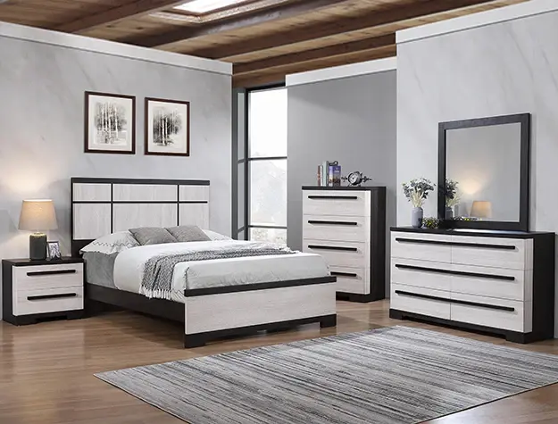 Floral Print Remington Bedroom Place Chalk/Ebony
