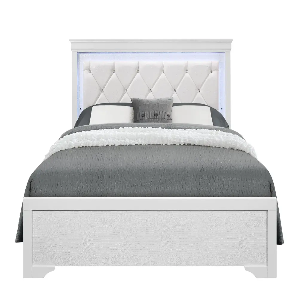 Shaker - 5 Pieces Bedroom Adjust Crystal Inspired Tufted Headboard And LED Lighting