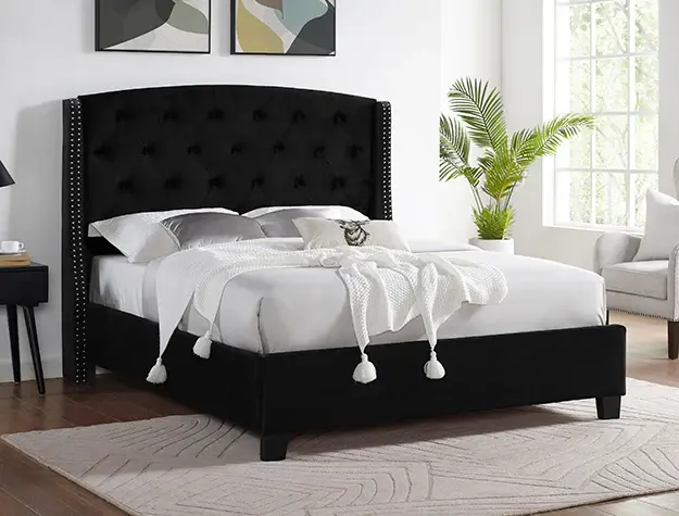 Eva Bed-Black Plush fabric