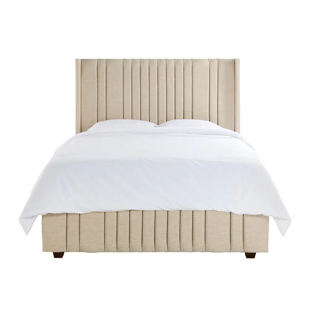 Juliet Luxury Panelled Upholstered Bed - Beige