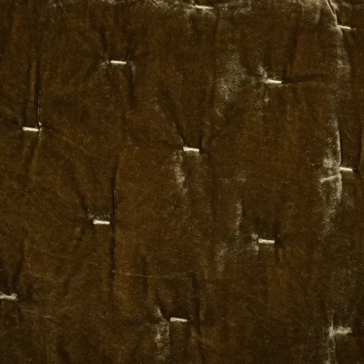 Stella Faux Silk Plush fabric, Green Ochre