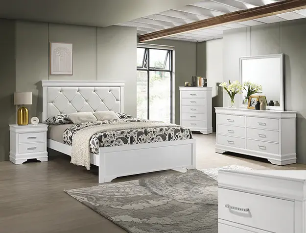 Adjustable Bed Frame Amalia Bedroom Set Chalk