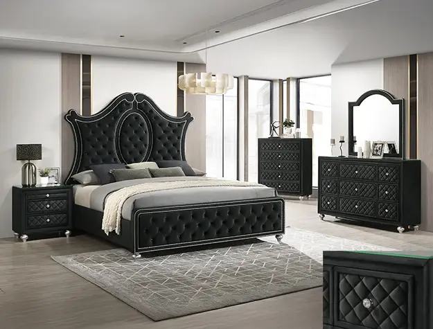 Canopy Bed Cameo Bedroom Set - Jet-black