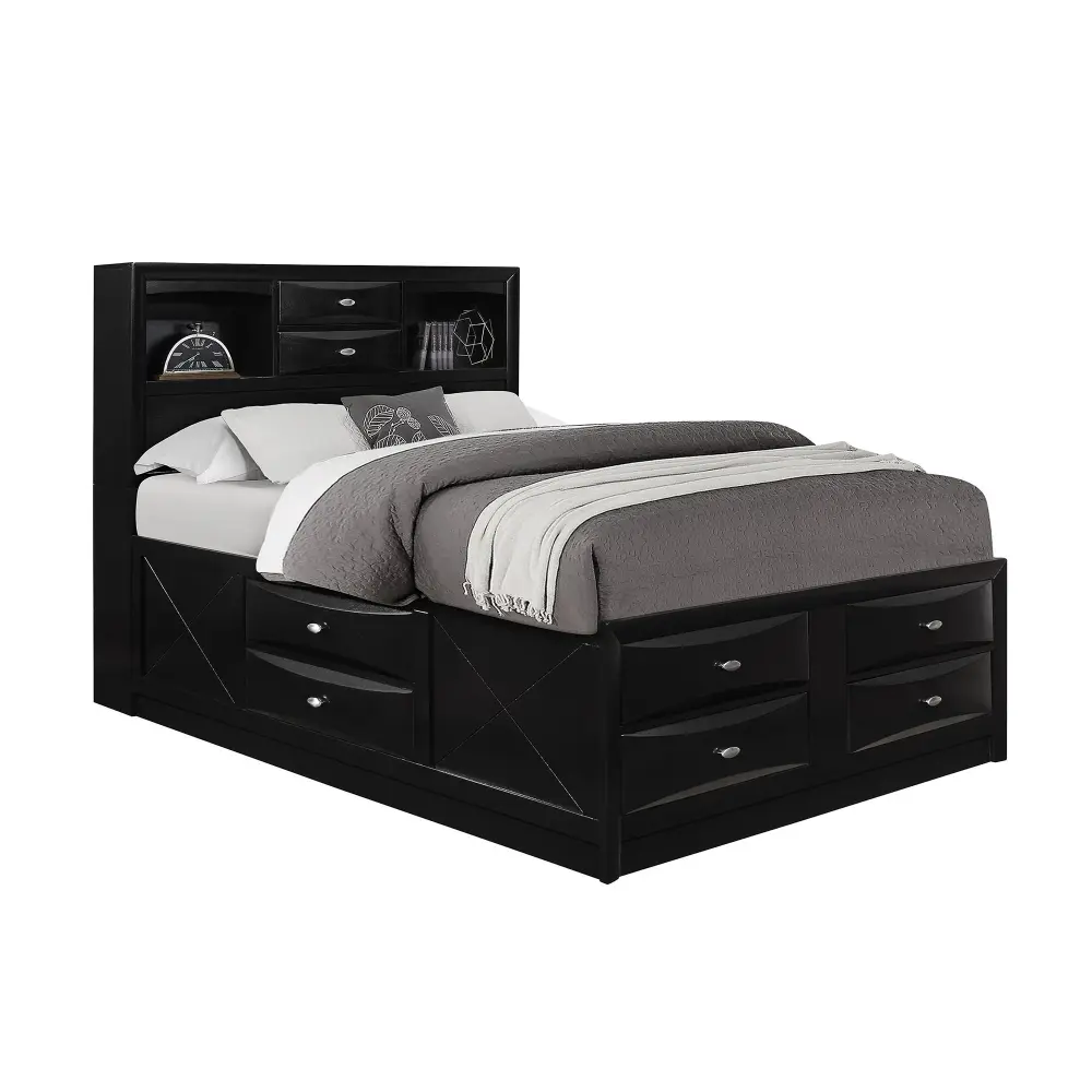 Floating Shelf Lucille - 5 Piece Bedroom Place Storage Drawers And Bookcase Headboard