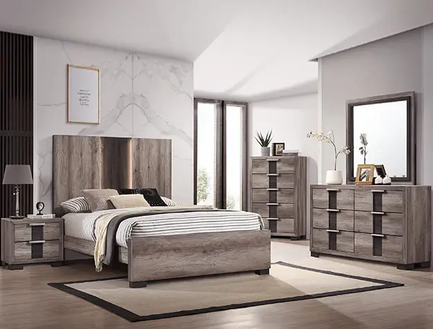 Rangley Bedroom Set-Grey/Brown USB Charging Station