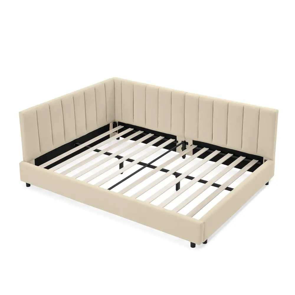 Certified Non-Toxic Mid-Century Upholstered Tufted Bed Frame Backrest And Armrests