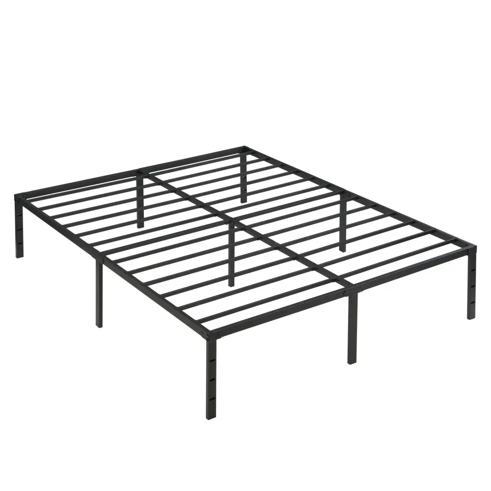 Heavy Duty Queen Size Bed Frame Noiseless Support - Black