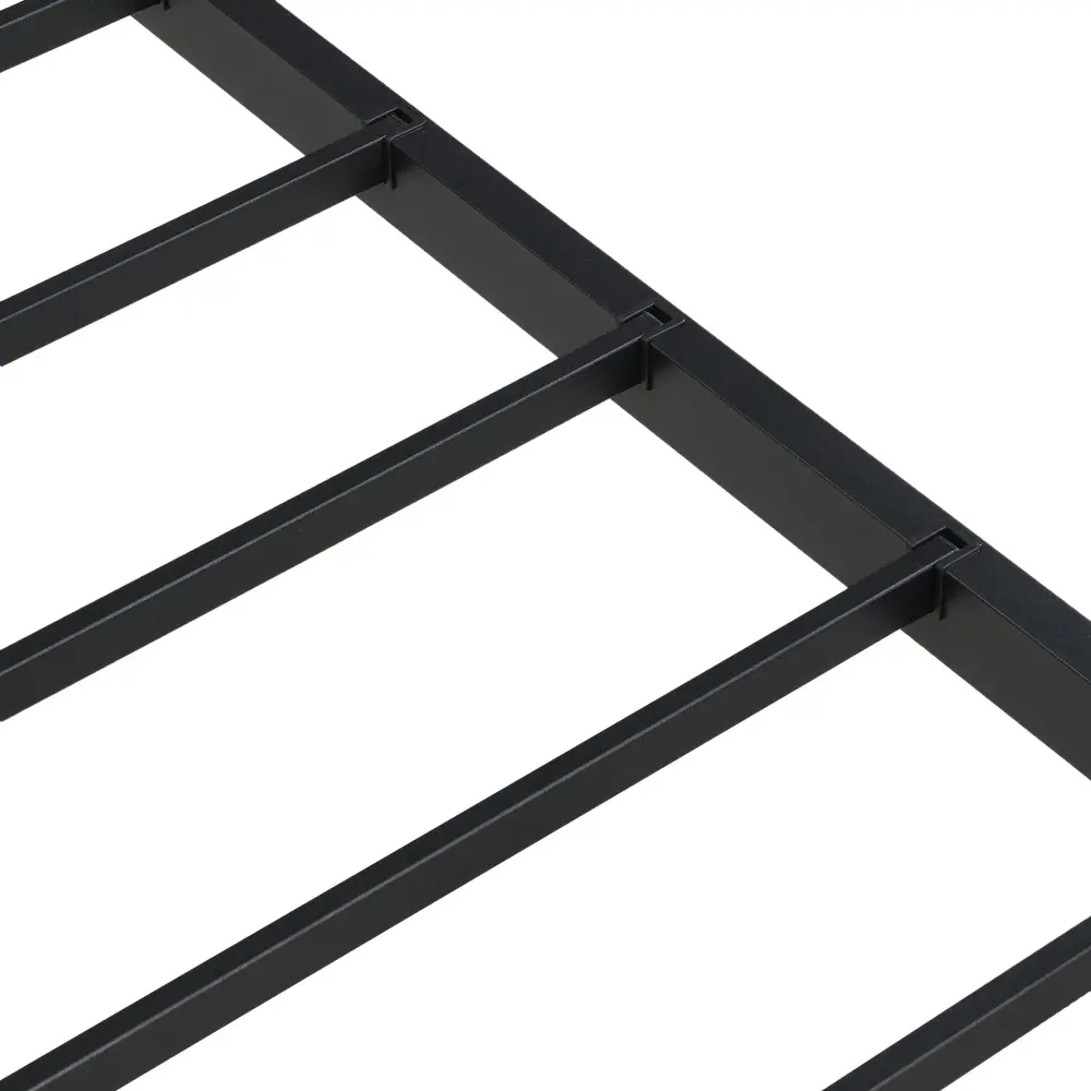 Heavy Duty Queen Size Bed Frame Noiseless Support - Black