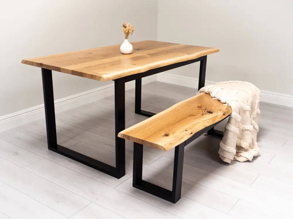 Live Edge Dining Table - Metallic Frame Base
