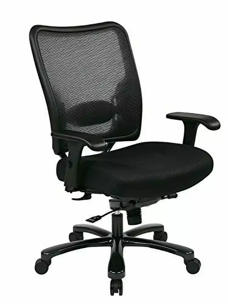 SPACE Seating Big and Tall AirGrid Back and Padded Mesh Seat Adjustable Arms Gunmetal Finish Base Ergonomic Managers Chair...