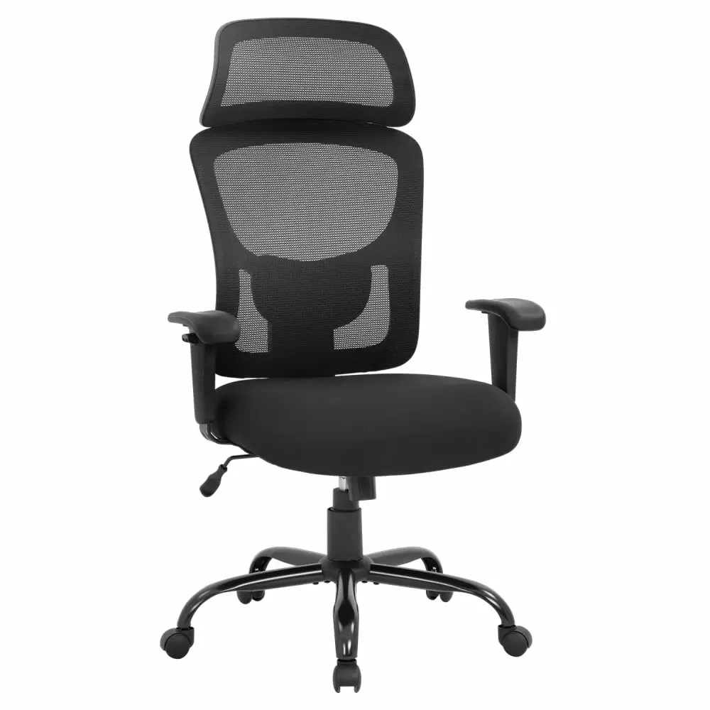 BestOffice Big and Tall Office Chair 400lbs Wide Seat Mesh Rolling Swivel Task Chair Black Heavy Duty