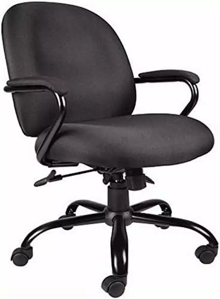 Pemberly Row Contemporary Fabric Big and Tall Arm Office Chair Black