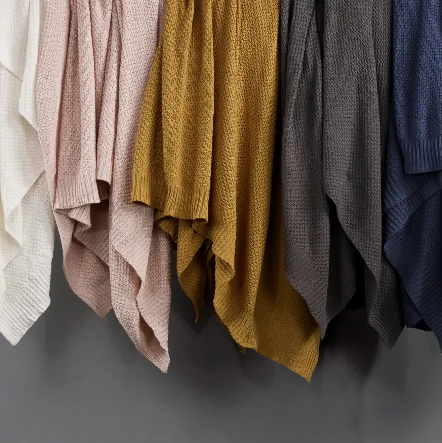 Cotton Knit Throw Blanket , Blush Men