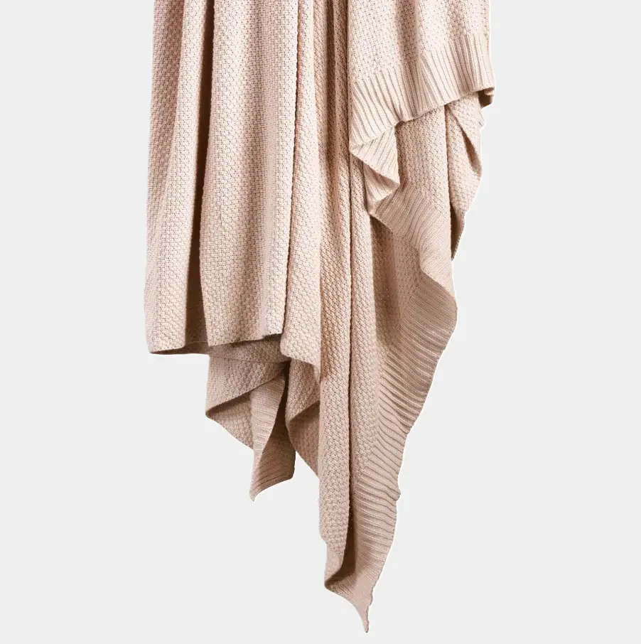 Cotton Knit Throw Blanket , Blush Men