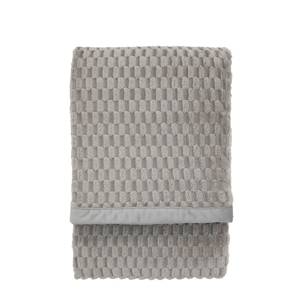 Jacquard Velvet Knitted Throw - Grey