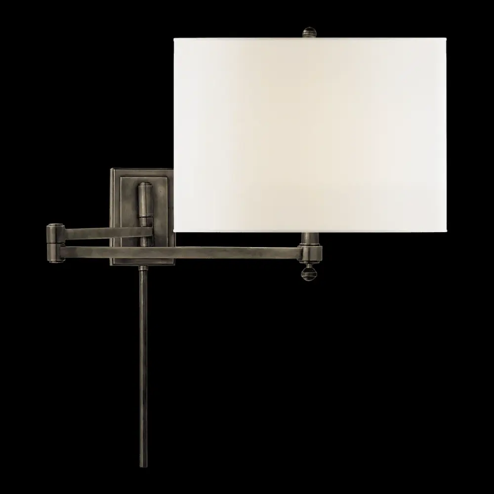 Hudson Swing Arm - Rustic gold Linen Shade