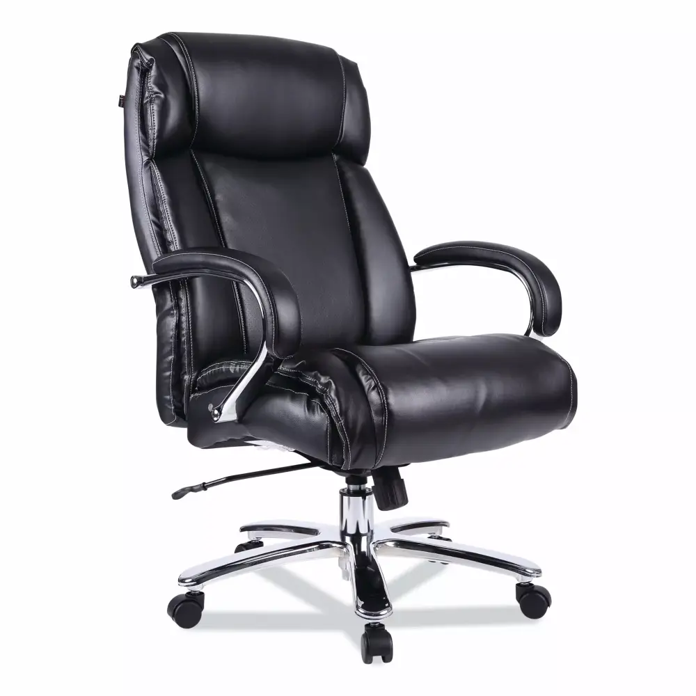Alera Maxxis Series Big Tall Bonded Leather Chair Black Seat Chrome Base