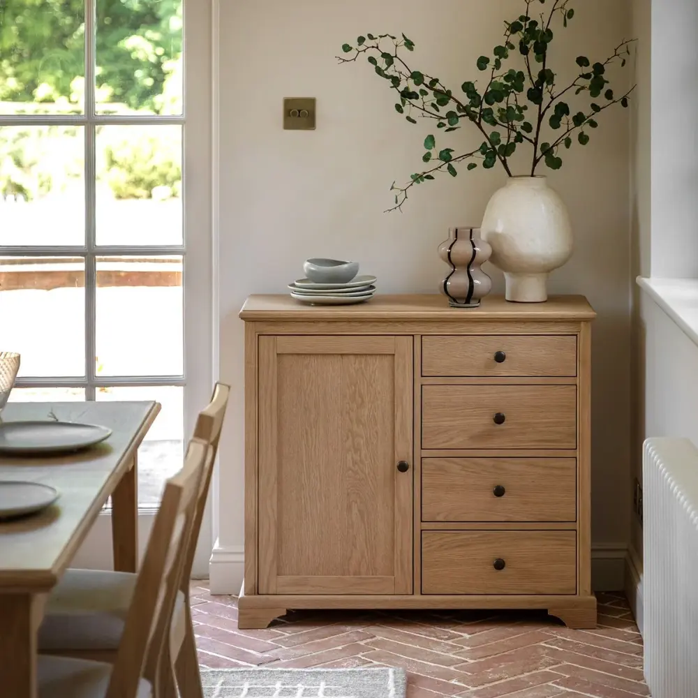 Malvern 1 Door 4 Drawer Sideboard - Untreated