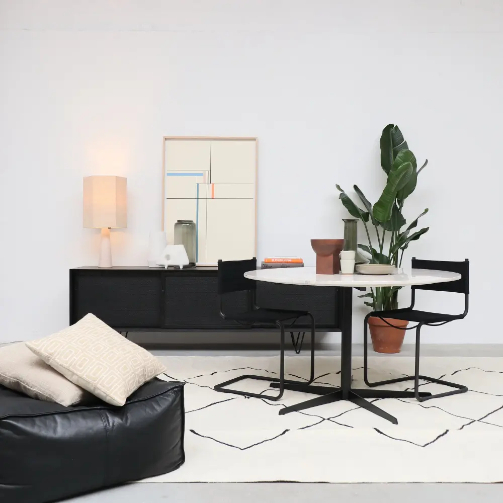 Rattan black Sideboard Reed doors - Oskar - 220 cm